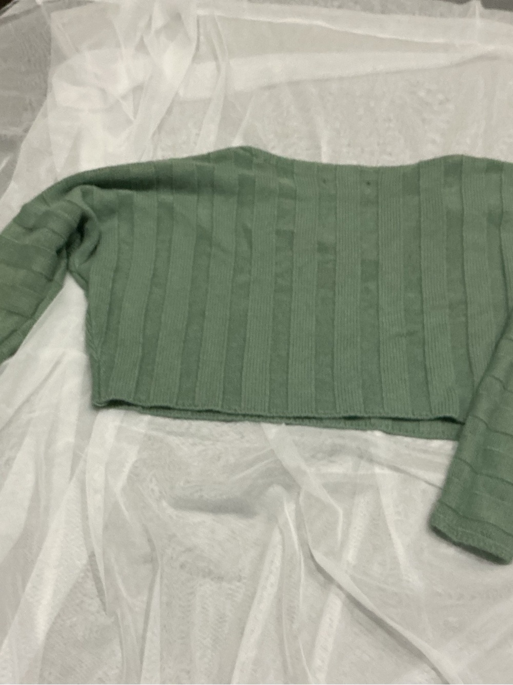 Forever 21 Sage Green Ribbed Cropped Sweater